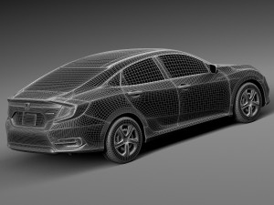 Honda Civic Sedan LX 2016 Model 3D
