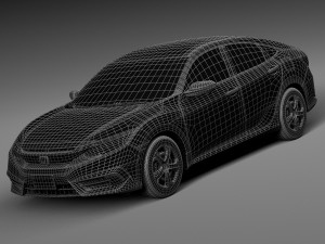 Honda Civic Sedan LX 2016 Model 3D