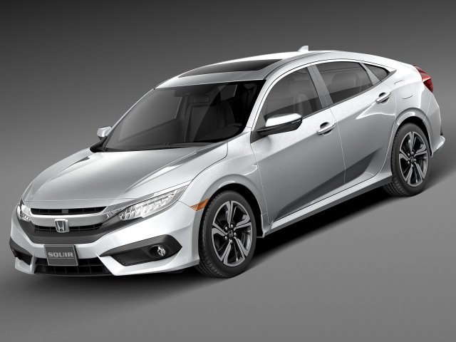 Honda Civic Sedan EX 2016 3D 模型 .c4d .max .obj .3ds .fbx .stl .blend 