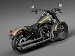 Harley Davidson Softail Slim S Army Design 2016 3D Model