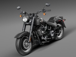 Harley Davidson Fatboy S Black Matt 2016 3D Модель