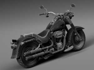 Harley Davidson Fatboy S Black Matt 2016 Modelo 3D