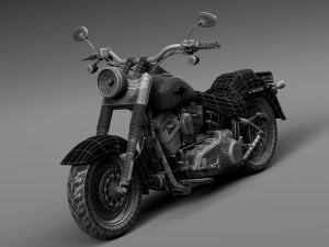 Harley Davidson Fatboy S Black Matt 2016 3D Model