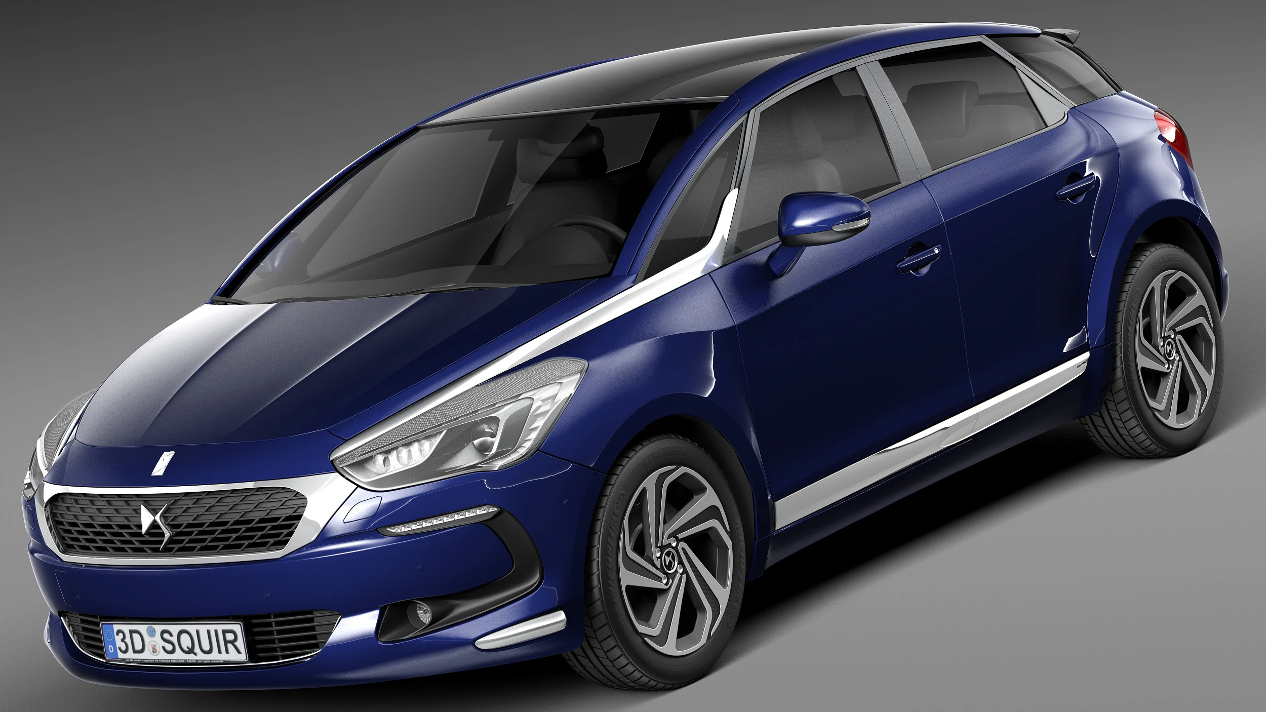 Citroen DS5 2016 3D Model .c4d .max .obj .3ds .fbx .stl .blend 