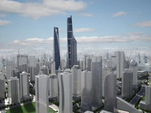 Shanghai Tower Downtown 3D Model