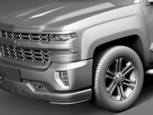 Chevrolet Silverado Double Cab 2016 3D 모델
