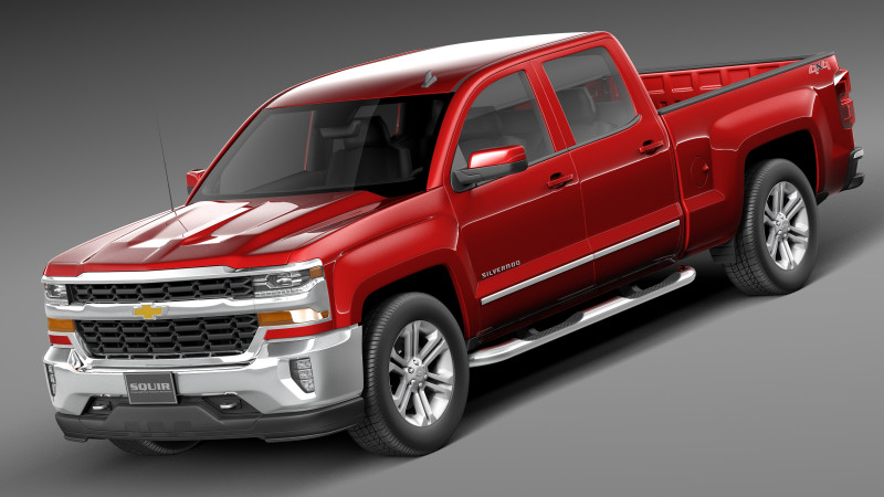 Chevrolet Silverado Double Cab 2016 3D 模型 .c4d .max .obj .3ds .fbx .stl .blend