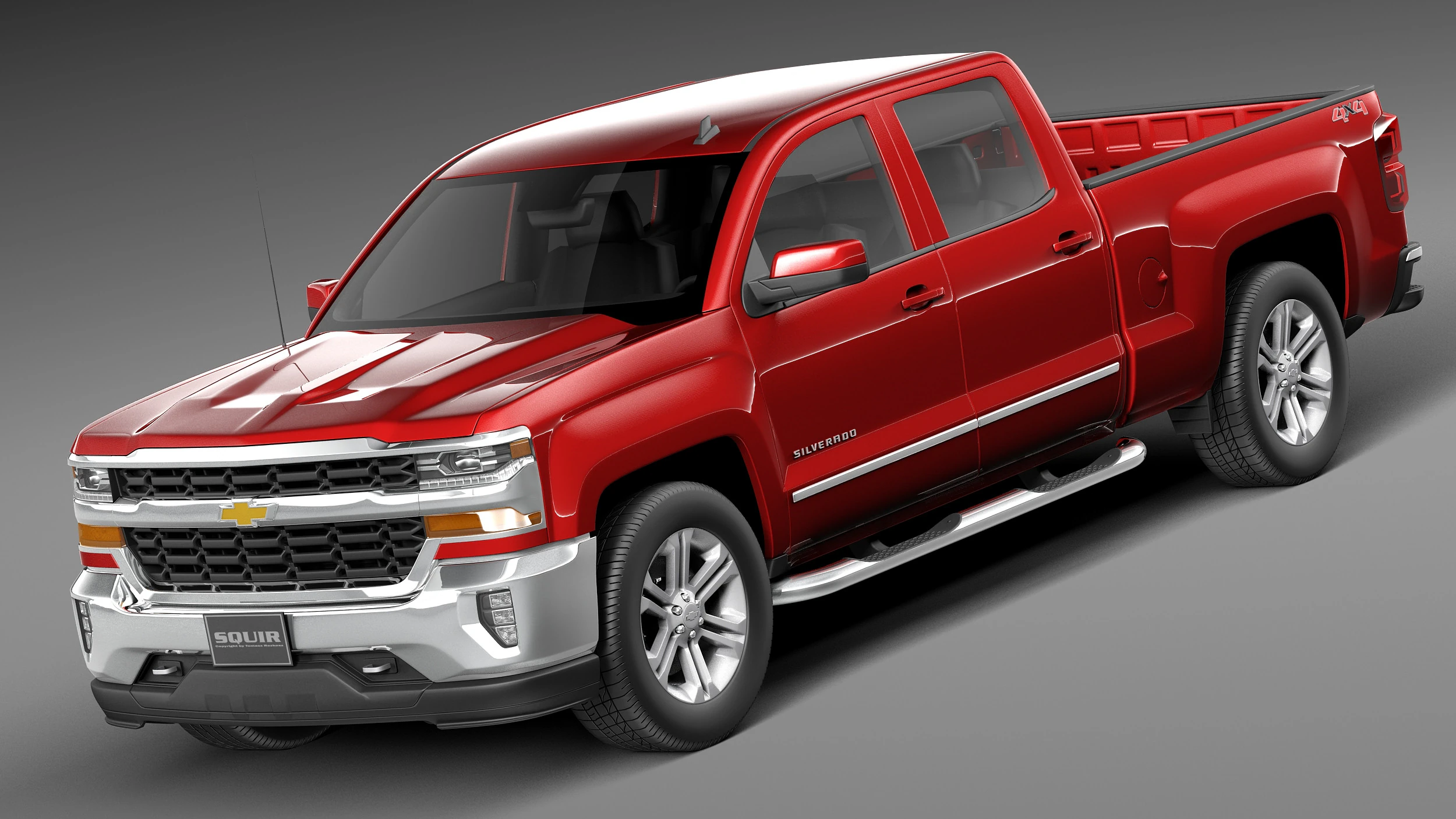 Chevrolet Silverado Double Cab 2016 3D Model .c4d .max .obj .3ds .fbx .stl .blend 