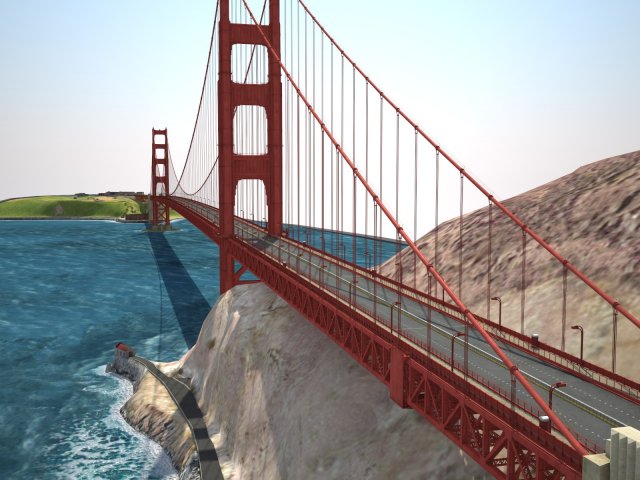 Golden Gate Bridge 3Dモデル .c4d .max .obj .3ds .fbx .stl .blend 