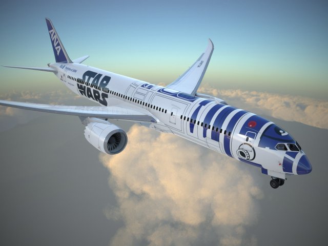 Boeing 787 Dreamliner Star Wars 3D Модель .c4d .max .obj .3ds .fbx .stl .blend 