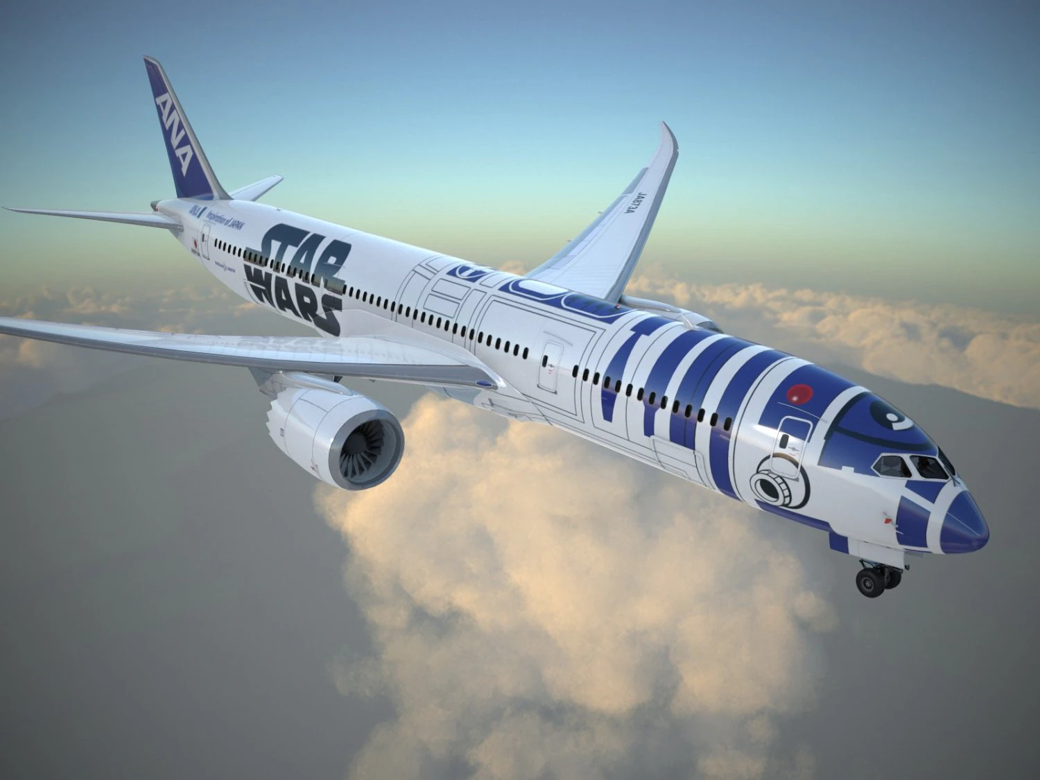 Boeing 787 Dreamliner Star Wars 3D Model .c4d .max .obj .3ds .fbx .stl .blend