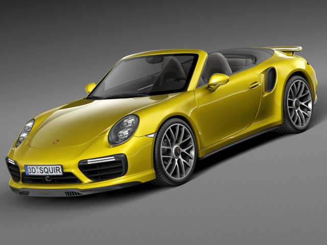Porsche 911 Turbo S Convertible 2016 3D Model .c4d .max .obj .3ds .fbx .stl .blend 