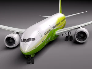 Boeing 787 Dreamliner Green Lemon 3D Model