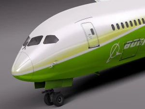 Boeing 787 Dreamliner Green Lemon 3D Model
