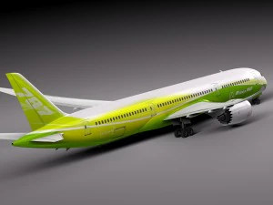 Boeing 787 Dreamliner Green Lemon 3D Model