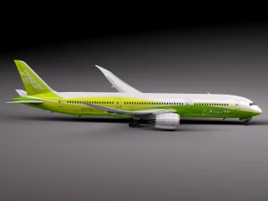 Boeing 787 Dreamliner Green Lemon 3D Model