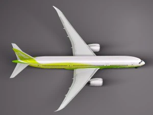 Boeing 787 Dreamliner Green Lemon 3D Model