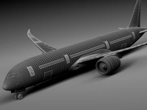 Boeing 787 Dreamliner Green Lemon 3D Model
