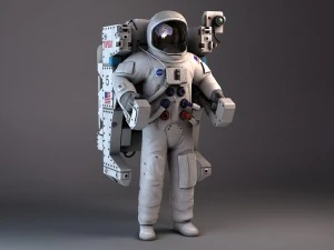 NASA Astronaut with MMU Backpack rigged for maya 3D Model