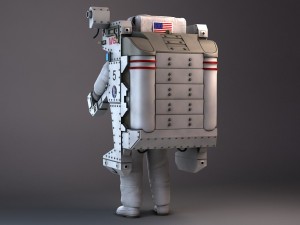 NASA Astronaut with MMU Backpack rigged for maya Model 3D