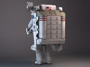 NASA Astronaut with MMU Backpack rigged for maya 3D Model