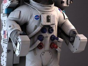 NASA Astronaut with MMU Backpack rigged for maya Model 3D