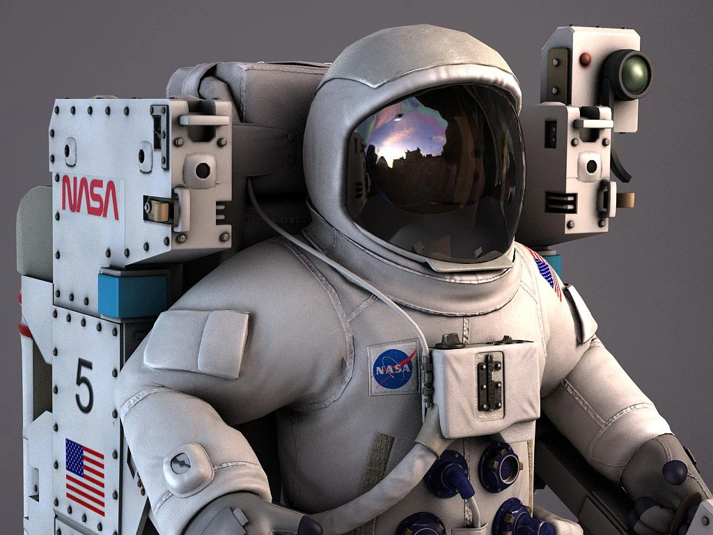 NASA Astronaut with MMU Backpack rigged for maya 3D Model .c4d .max .obj .3ds .fbx .stl .blend 