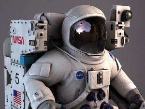 NASA Astronaut with MMU Backpack rigged for maya Model 3D