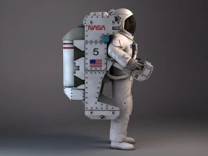NASA Astronaut with MMU Backpack rigged for maya 3D Model