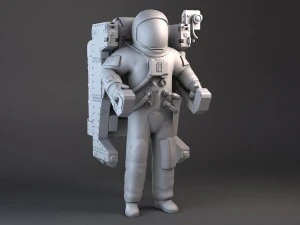 NASA Astronaut with MMU Backpack rigged for maya 3D Model