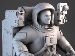 NASA Astronaut with MMU Backpack rigged for maya Model 3D