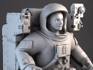 NASA Astronaut with MMU Backpack rigged for maya 3D Model