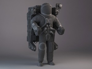 NASA Astronaut with MMU Backpack rigged for maya Model 3D