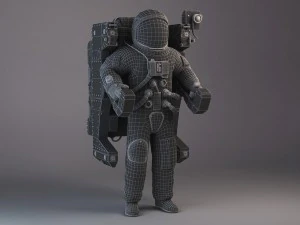 NASA Astronaut with MMU Backpack rigged for maya 3D Model