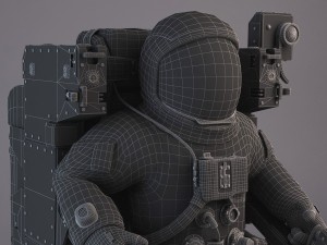 NASA Astronaut with MMU Backpack rigged for maya Model 3D