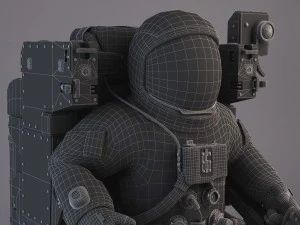 NASA Astronaut with MMU Backpack rigged for maya 3D Model