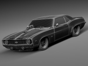 Chevrolet Camaro SS 1969 Street Rod 3D Model
