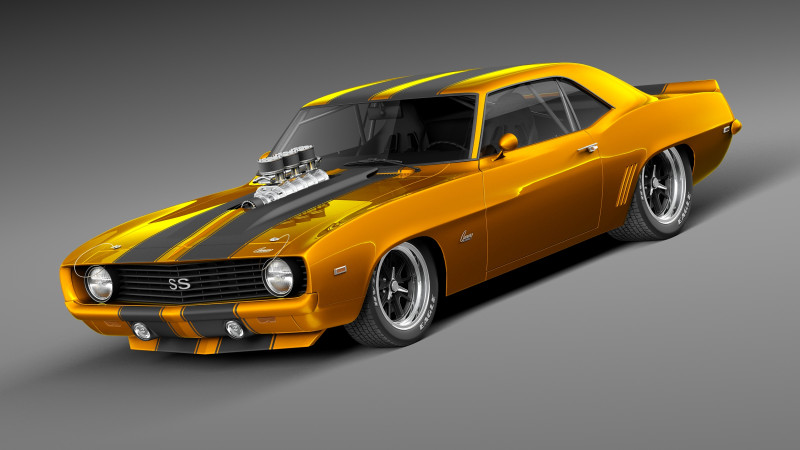 Chevrolet Camaro SS Street Rod 1969 3D Model .c4d .max .obj .3ds .fbx .stl .blend