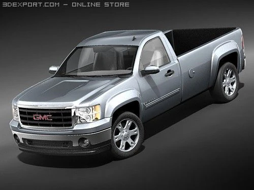 GMC Sierra 1500 regular cab Truck 3D Model .c4d .max .obj .3ds .fbx .stl .blend 