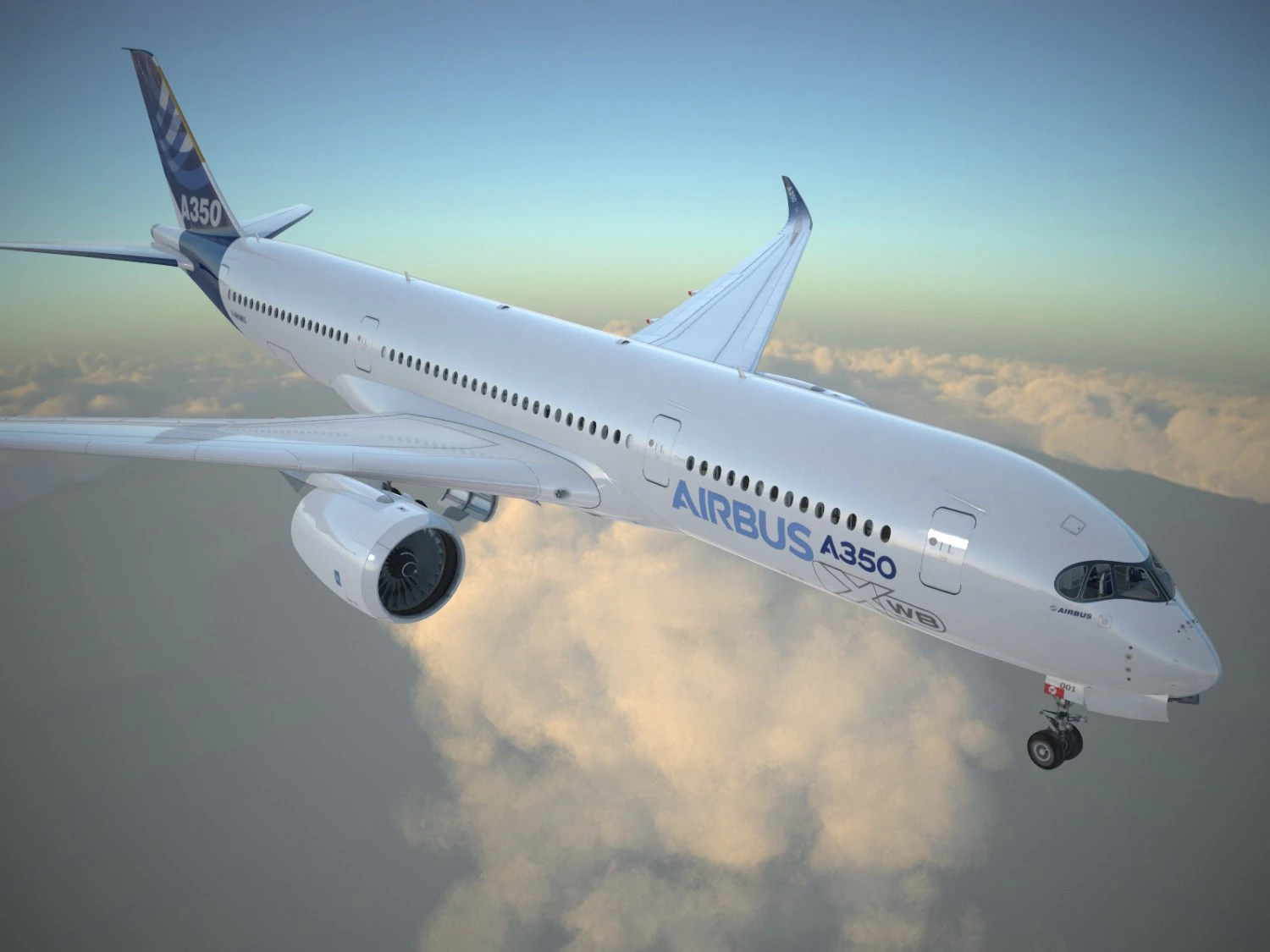Airbus A350 900 con interni Modello 3D .c4d .max .obj .3ds .fbx .stl .blend