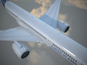 Airbus A350 900 with interior 3D-Modell