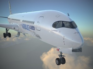 Airbus A350 900 with interior 3D-Modell