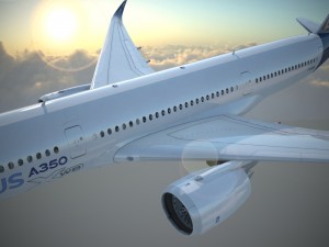 Airbus A350 900 with interior 3D-Modell