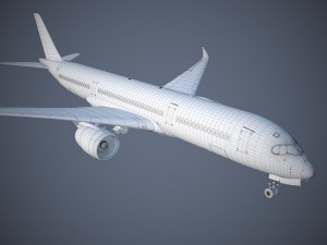 Airbus A350 900 with interior 3D-Modell