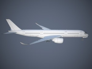 Airbus A350 900 with interior 3D-Modell