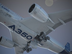 Airbus A350 900 with interior 3D-Modell