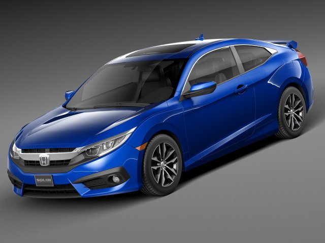 Honda Civic Coupe 2016 3D 모델 .c4d .max .obj .3ds .fbx .stl .blend