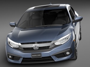 Honda Civic Coupe Led 2017 3D 模型