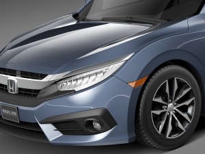 Honda Civic Coupe Led 2017 3D 模型