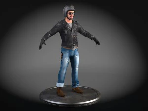 クラシックバイカーハーレーライダー 3Dモデル